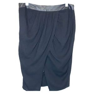 Black Faux Wrap Pencil Skirt Faux Leather